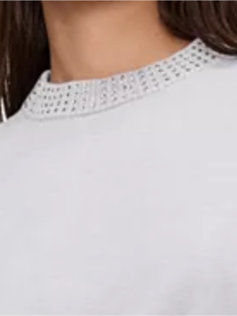 Good American Crystal Crewneck Pullover Sweater Light Gray Women's | Sz M - Picture 8 of 9